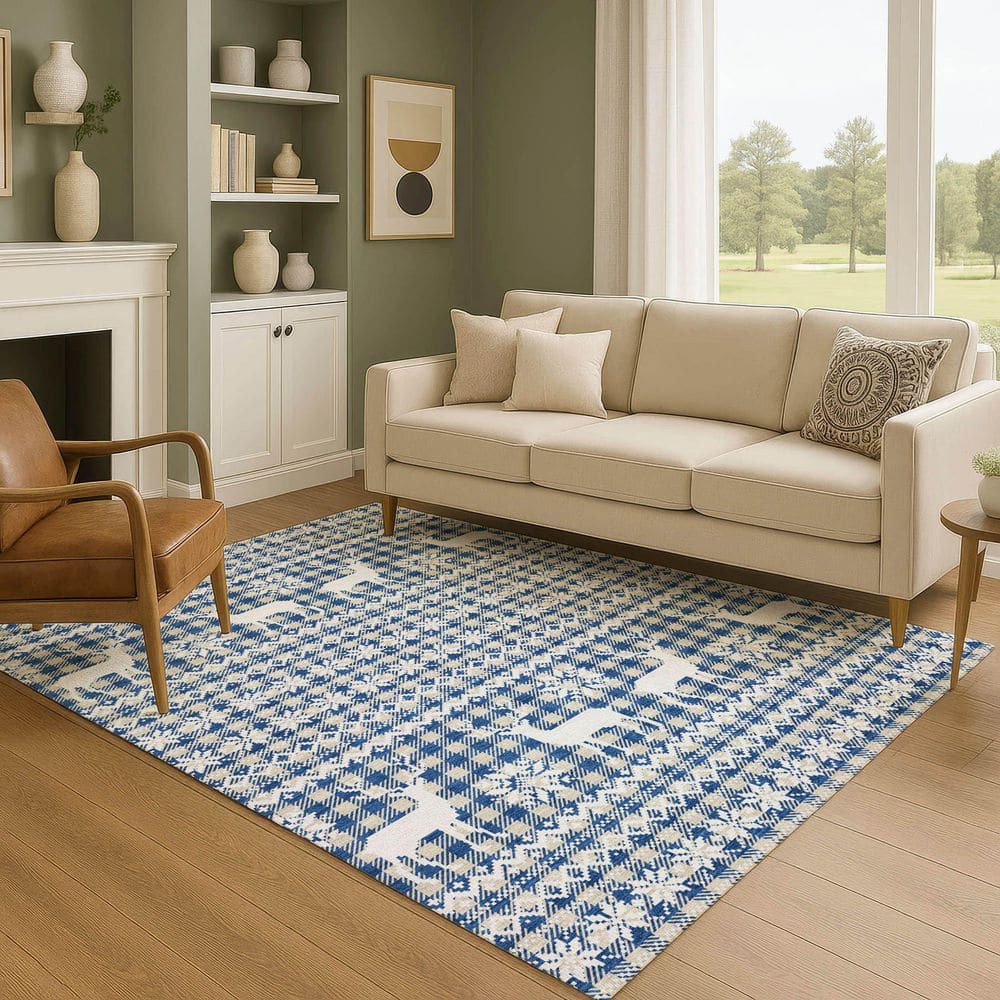 Mayfield Premium Machine Washable Abstract AMF1820 Navy 10 ft. x 14 ft. Area Rug price history on PriceWatchPro
