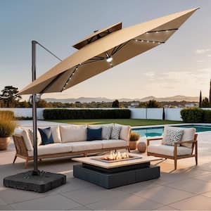 best rectangular cantilever patio umbrella Deconk 9' X 12' with LED Lights Outdoor Umbrellas Packing list Rectangle Cantilever Patio Umbrella 9