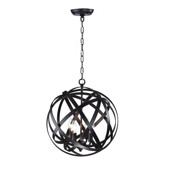 DESwan 4-Light Black and Brown Finish Chandelier