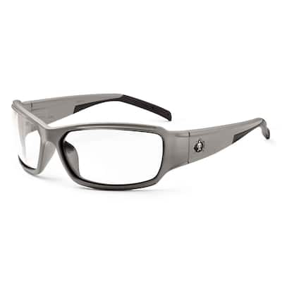 Skullerz Thor Matte Gray Anti-Fog Safety Glasses, Clear Lens - ANSI Certified