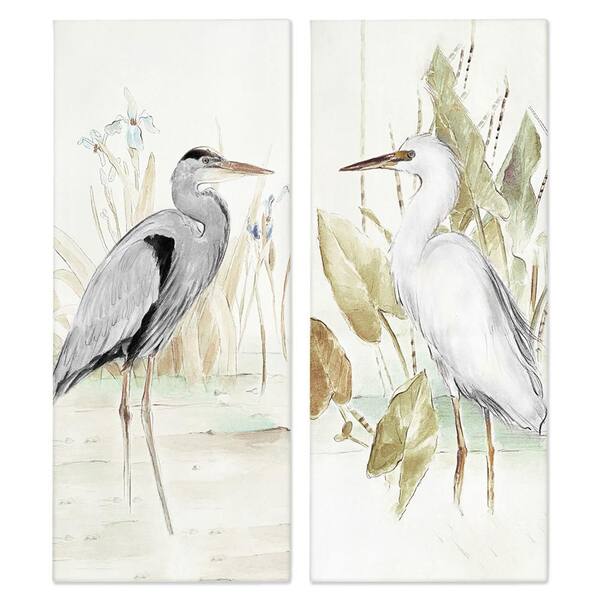 Heron Egret Marsh Landscape by Lanie Loreth 2 Piece Unframed Animal Graphic Art Print 24 in. x 10 in.