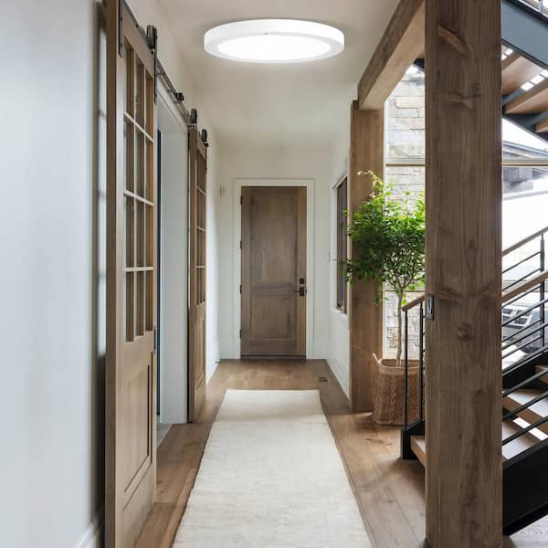 12 in. Modern White 1500LM Ultra-Thin Integrated LED Flush Mount Ceiling Light With Motion Sensor Adjustable 5CCT