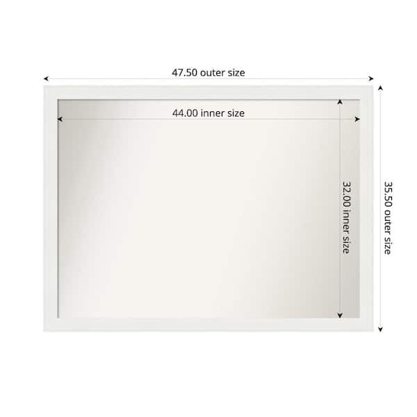 Amanti Art Vanity White Narrow 47.5 in. x 35.5 in. Custom Non-Beveled Recycled Polystyrene Framed Bathroom Vanity Wall Mirror