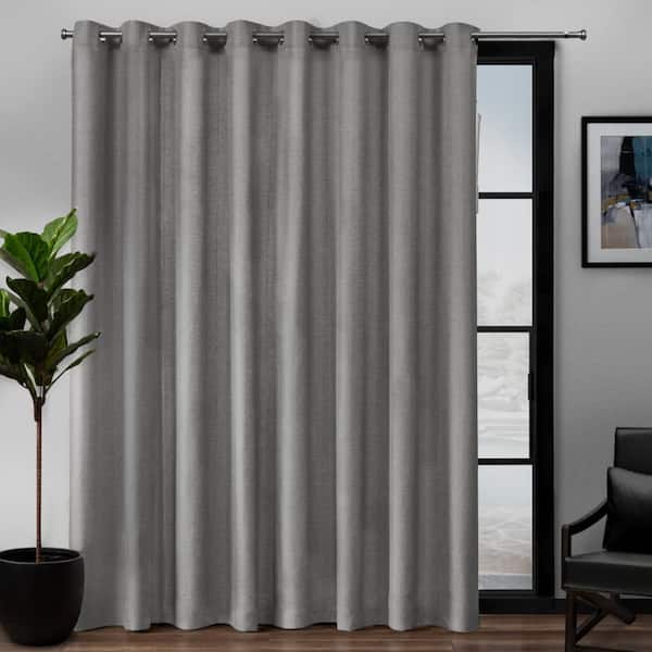 EXCLUSIVE HOME Loha Patio Black Pearl Solid Light Filtering Grommet Top Curtain, 108 in. W x 84 in. L