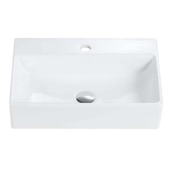 Lycvki 24 in. Drop-In Ceramic Bathroom Sink in White Apron Front