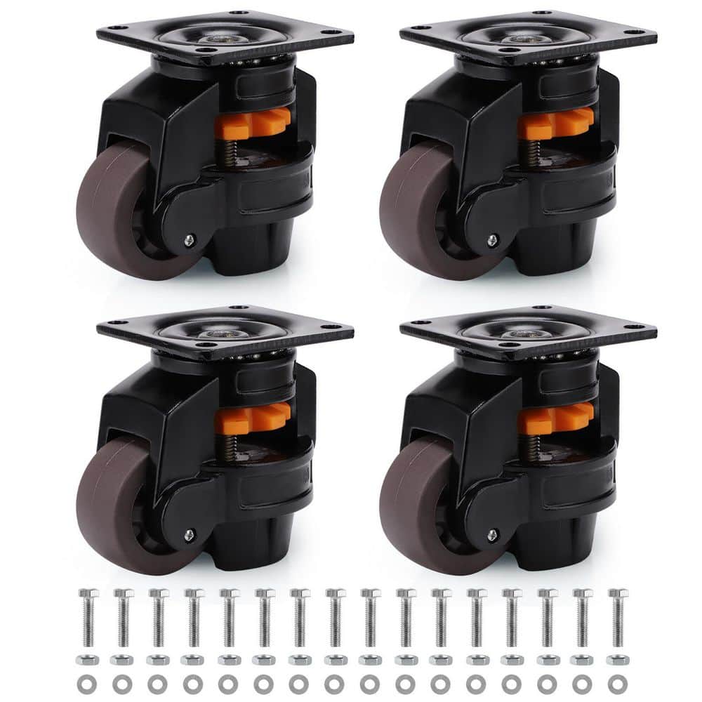 4-Pack Leveling Series 2 in. Aluminum Swivel Plate Caster with NBR Rubber Foot Base for Heavy Duty Equipment price history on PriceWatchPro