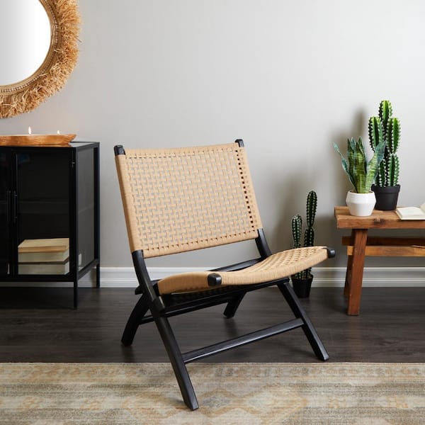 Litton Lane Black Wood Contemporary Folding Chair