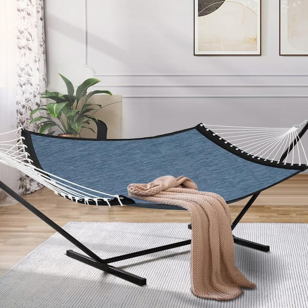 PATIOGUARDER Outdoor 2-person Quick Dry Olefin Fabric Hammock in Dark Blue