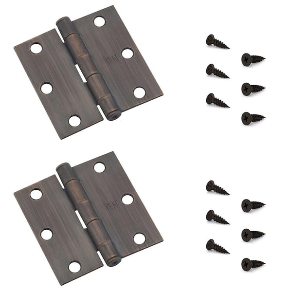 Onward 3 in. x 3 in. Oil-Rubbed Bronze Full Mortise Butt Hinge with Removable Pin (2-Pack)