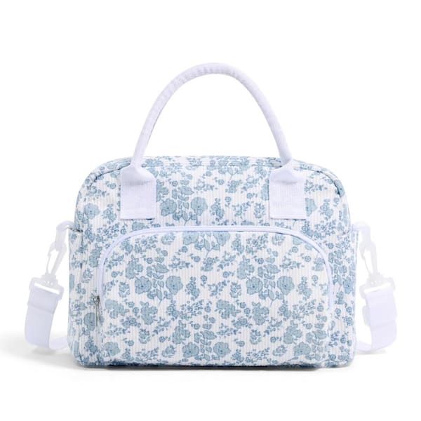 17 qt.Large Blue Floral Cooler Tote Insulated Lunch Box Men Women