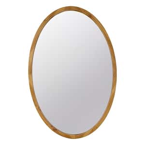 23.6 in. W x 35.4 in. H Oval Wood Brown Frame Wall Mirror