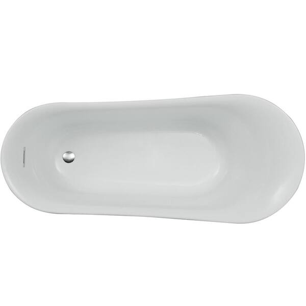 ARIEL - 67 in. Acrylic Right Drain Oval Flat Bottom Freestanding Bathtub in White