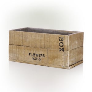 Wood-Finish Square Flower Box Planter, 11 in. L x 5 in. W x 5 in. H