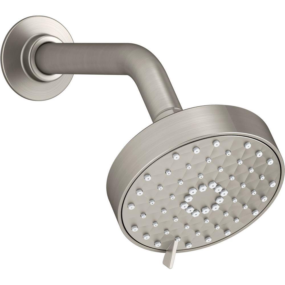 Vibrant Brushed Nickel Multifunction Wall-Mounted Showerhead