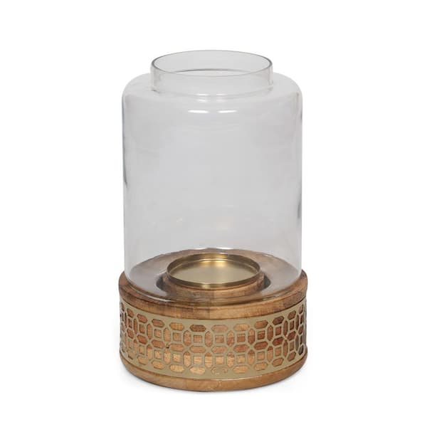 Unbranded Boho Handcrafted Gold Composite Candle Holder, Accommodates 6 in. Dia Candles