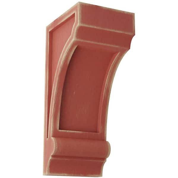 Ekena Millwork 3-1/4 in. x 8 in. x 4 in. Salvage Red Diane Recessed Wood Vintage Decor Corbel