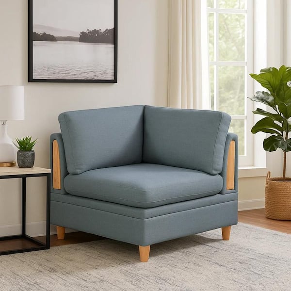 Gimy 36 in. Armless Fabric Square Sofa in. Gray and Brown