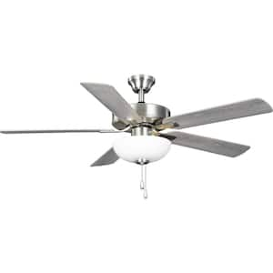 AirPro 52 in. Indoor Brushed Nickel Transitional Ceiling Fan with 3000K Light Bulbs Included with Remote for Living Room