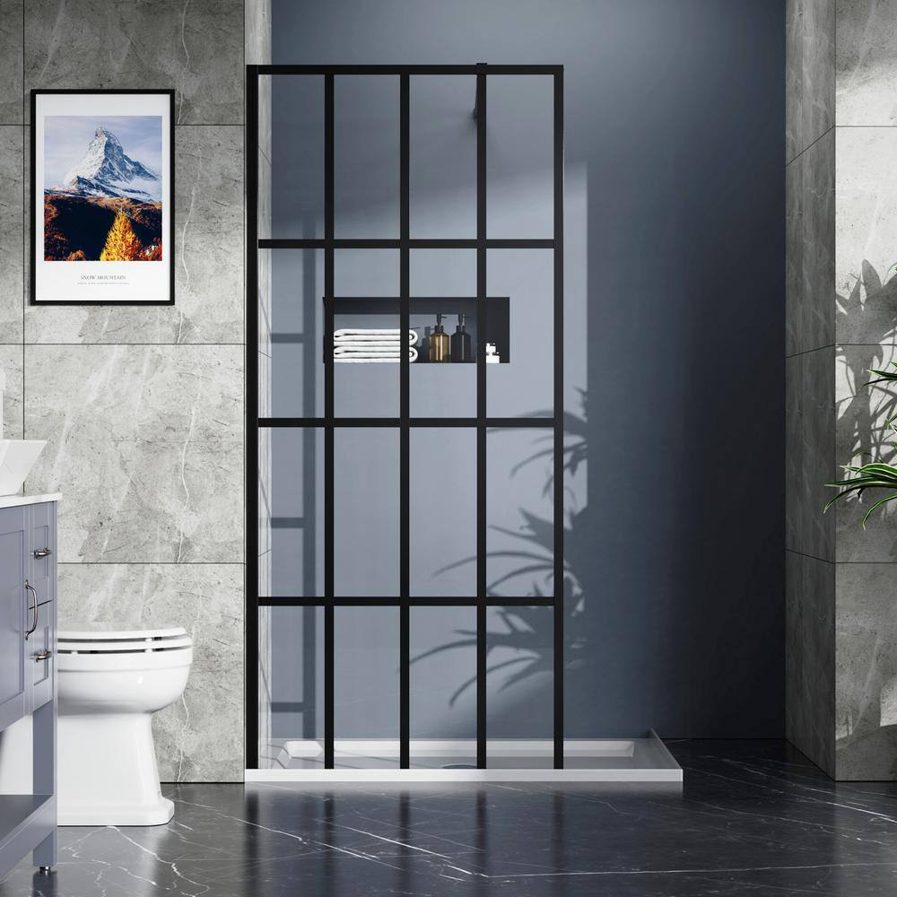 34" x 72" Black Framed Clear Glass Shower Door