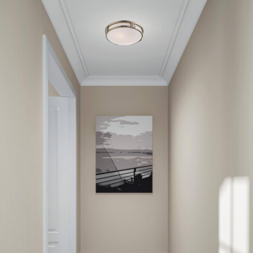 Titania Brushed Nickel 2-Light Flush Mount with Satin White Glass