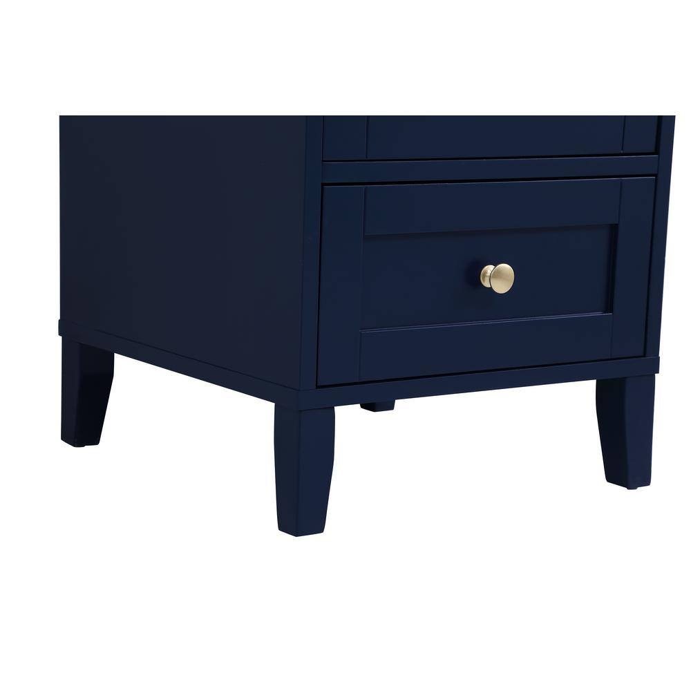 Blue Steel and Wood Single Bathroom Vanity with Gold Knobs