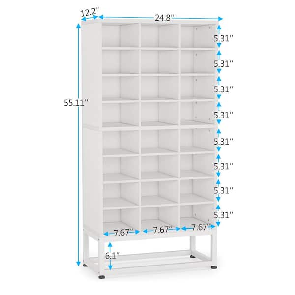 BYBLIGHT 55 in. H x 25 in. W White 24-Pairs Shoe Storage Cabinet