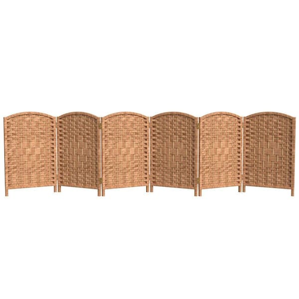 2 ft. Short Diamond Weave Fiber Folding Screen - Natural - 6 Panel
