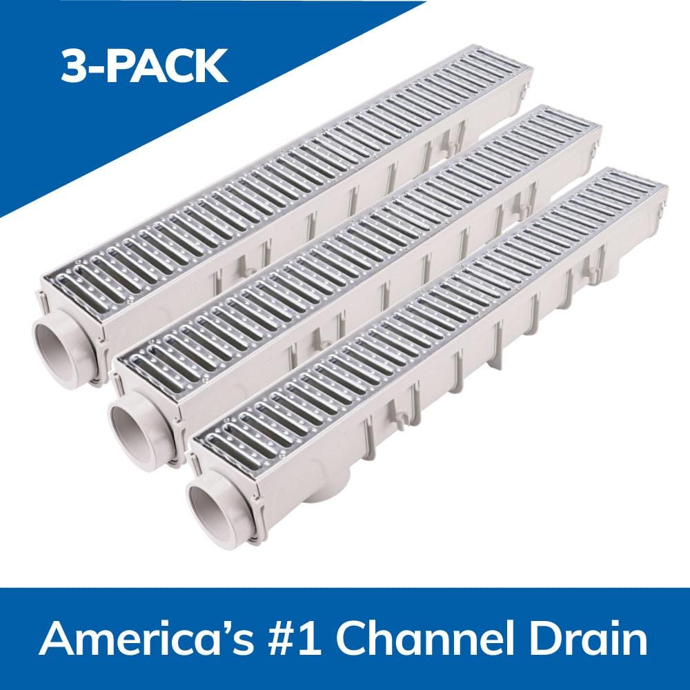 5 in. Pro Channel Drain Kit 5-1/2 in. x 39-3/8 in. Deep Channel, Galv. Steel Grates, End Caps/Outlet (3-Pack=9.8 ft) price history on PriceWatchPro