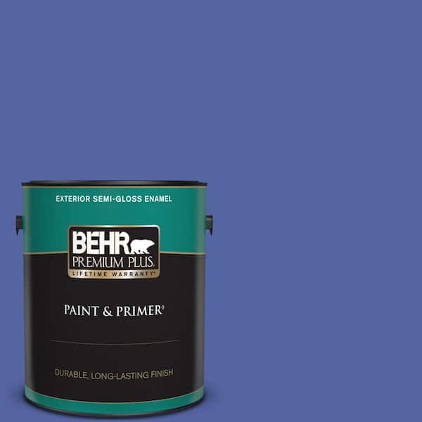 BEHR PREMIUM PLUS 1 gal. #T13-9 Electrify Semi-Gloss Enamel Exterior Paint & Primer