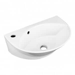 Junipel 17-1/8 in. Wall Mounted Bathroom Sink in White with Overflow