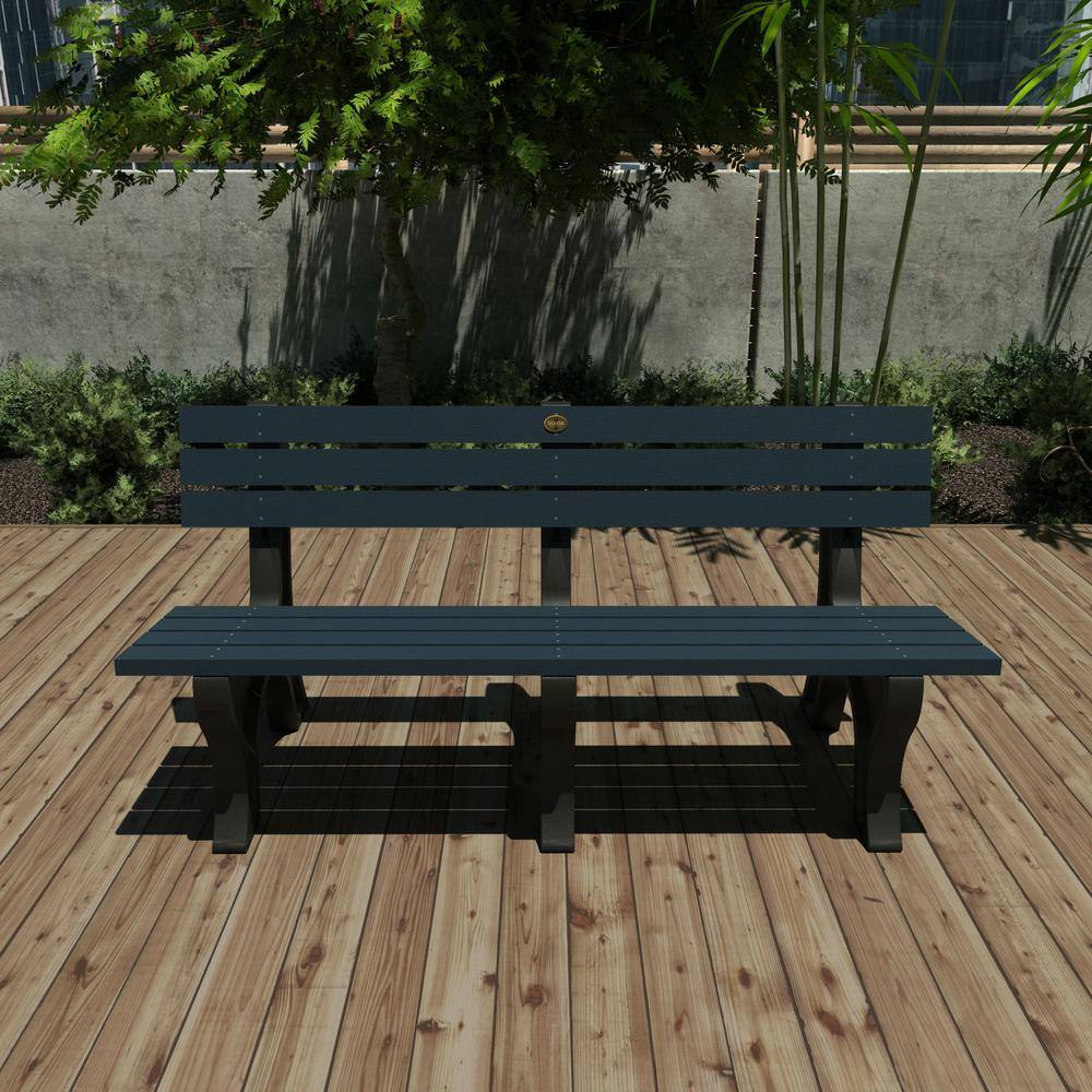 Aurora 6 ft Federal Blue Recycled Plastic Traditional Park Bench