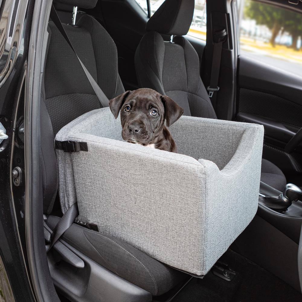 Gray Soft Sided Pet Car Seat with Safety Tether