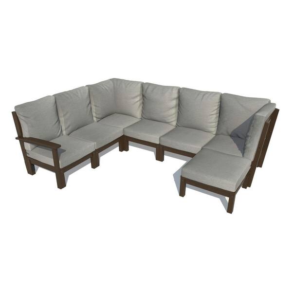 Highwood Bespoke Deep Seating 7-Piece Plastic Outdoor Sectional Set with Ottoman and with Cushions