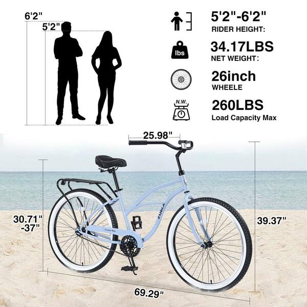 26 in. Outdoor Steel Single Speed Bike with Rear Cargo Rack