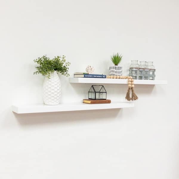 True Floating 5 In X 36 2, White Floating Shelves With Brackets