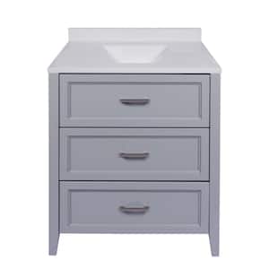 Capri 31 in. W x 22 in. D x 36 in. H Bath Vanity in Gray with Cultured Marble Top with Backsplash in White
