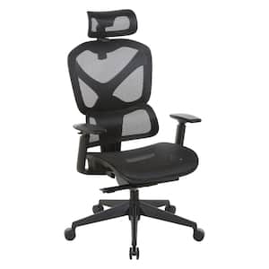 Mesh Seat Adjustable Height, Swivel, Wheels, Tilt, Rolling ErgonomicExecutive Chair in Black with Adjustable Arms