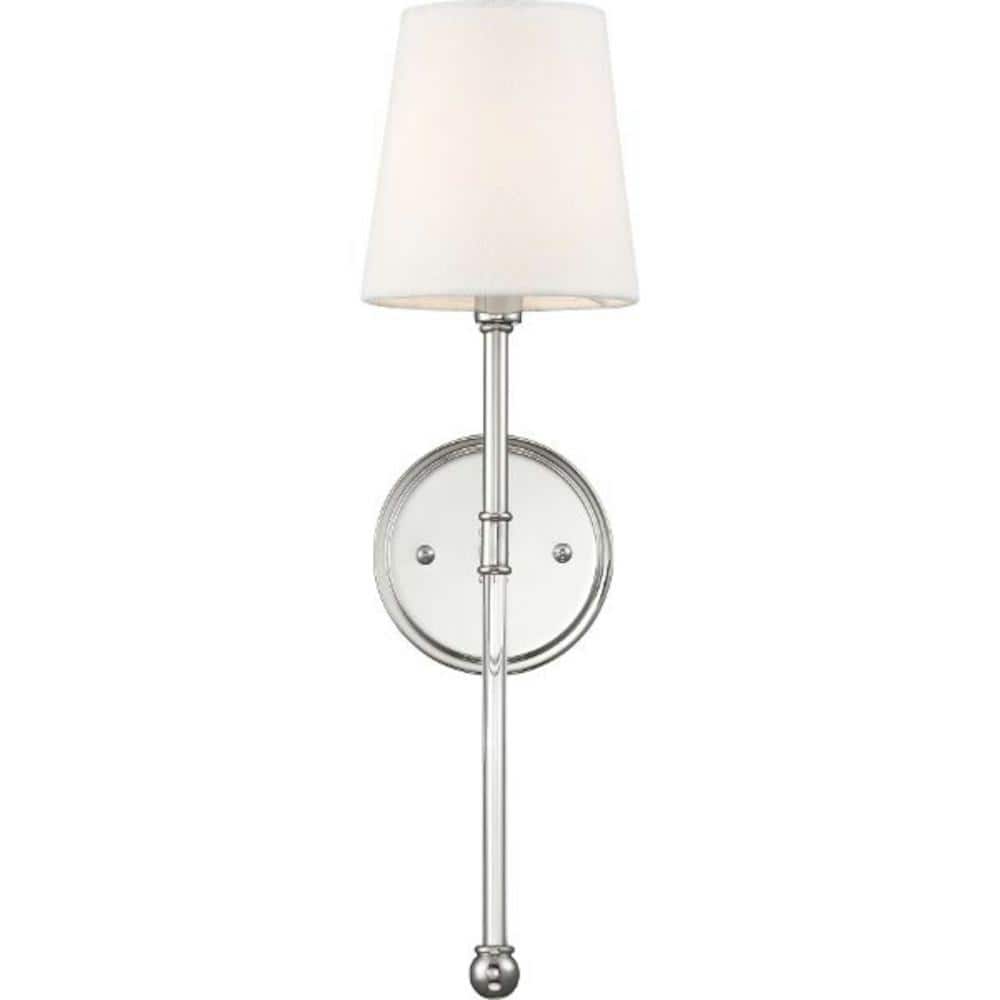 Olmsted 19" Polished Nickel Wall Sconce with White Linen Shade