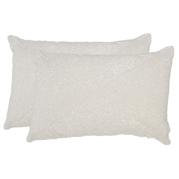 SAFAVIEH Glitter Embellished Sparkle Pearl Solid Down Alternative 18 in. x 18 in. Throw Pillow (Set of 2)