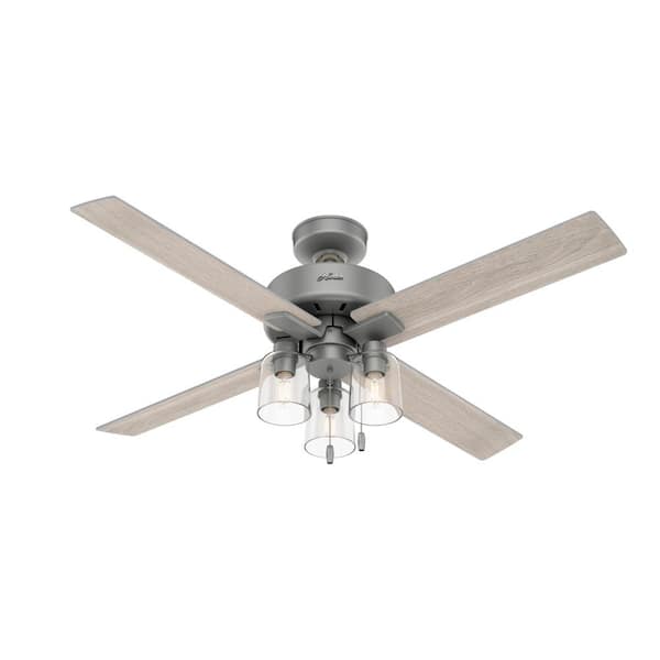 Hunter Pelston 52 in. Indoor Matte Silver LED Ceiling Fan with Light