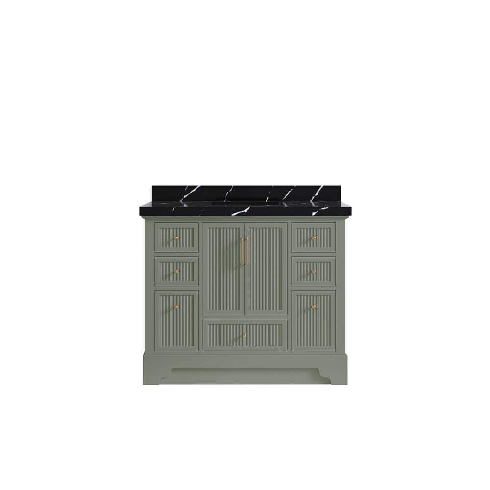 Alys 42 in. W x 22 in. D x 36 in. H Single Sink Bath Vanity in Evergreen with 2 in. Calacatta Black Top price history on PriceWatchPro