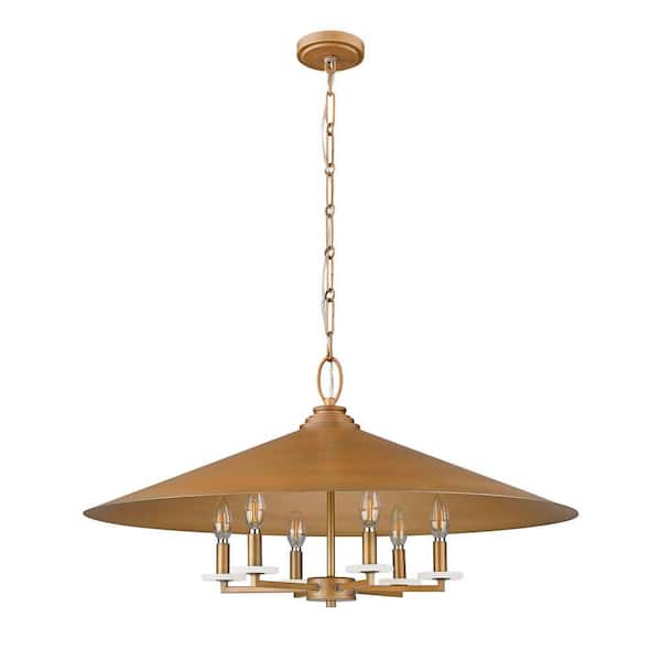 Unbranded - Rialto 32 in. Signature Gold 6 Light Pendant with Signature Gold Steel Shade