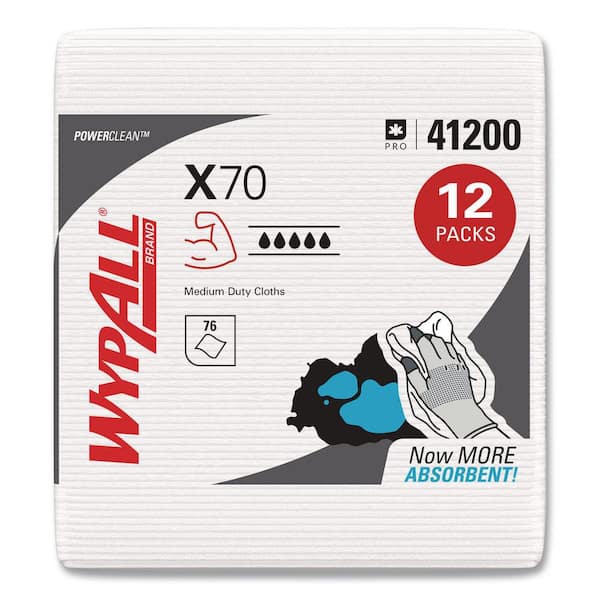 X70 Cloths, Quarter-Fold, 12-1/2 in. x 12 in., White, 76/Pack, 12 Packs/Carton