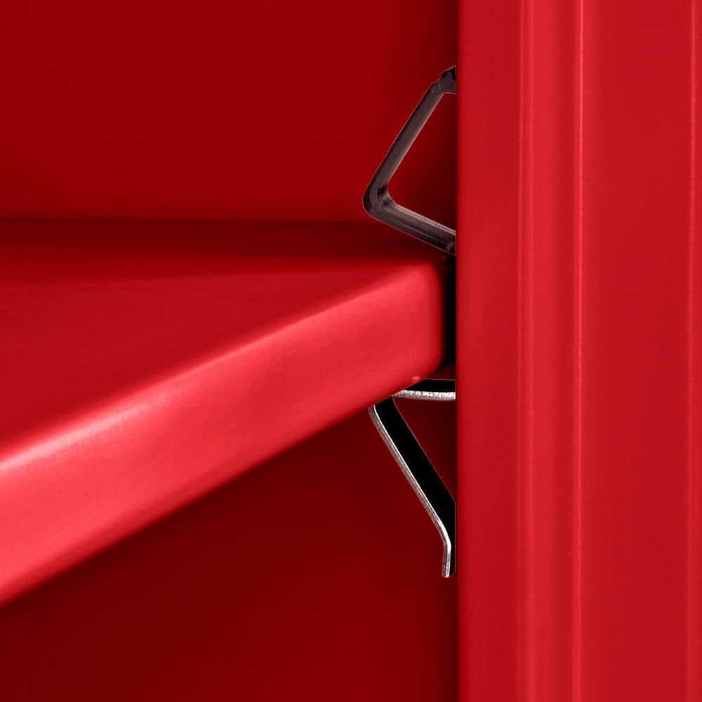 Red Lockable Freestanding Office Cabinet with Adjustable Shelving
