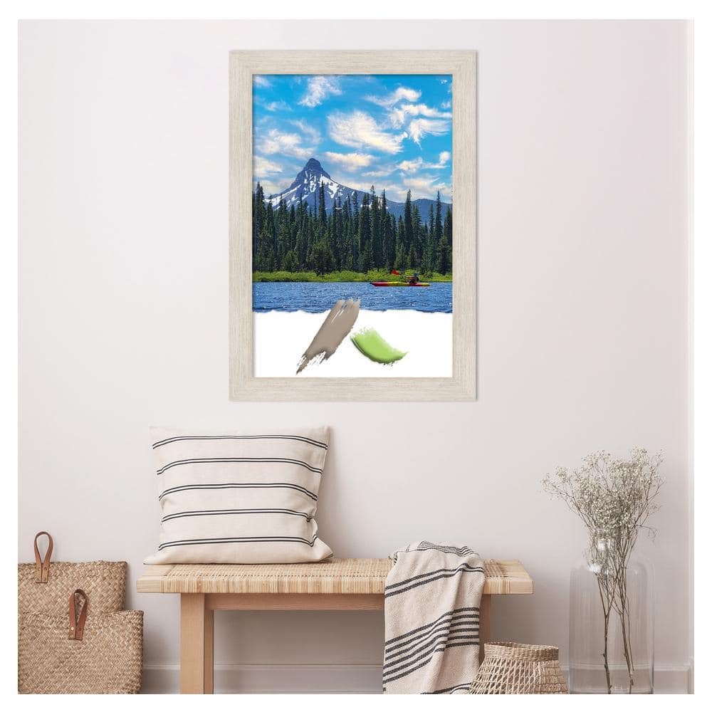 Hardwood White Wash 24x36 Inch Real Wood Picture Frame