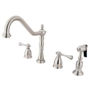 Heritage 2-Handle Widespread Standard Kitchen Faucet in Brushed Nickel
