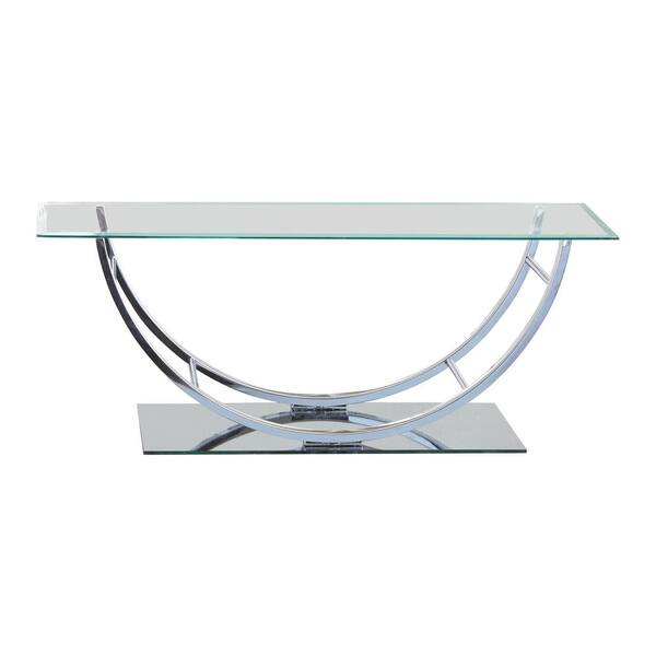 Coaster 48 in. Chrome Large Rectangle Glass Coffee Table