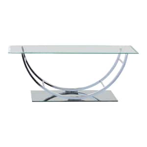 48 in. Chrome Large Rectangle Glass Coffee Table