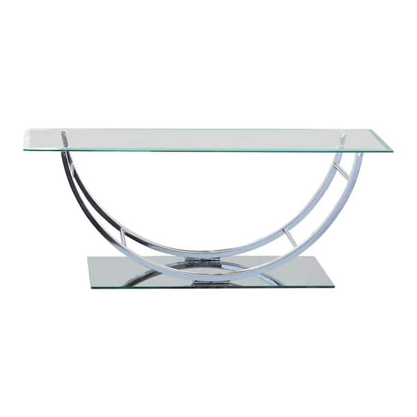 Coaster Home Furnishings 48 in. Chrome Large Rectangle Glass Coffee Table