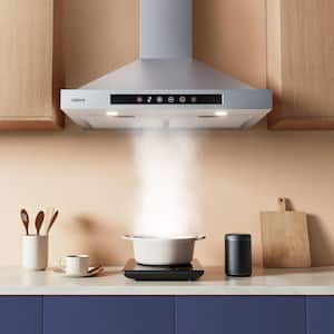 30 in. Convertible Wall Mounted Range Hood in Stainless Steel 2 Level LED Lighting, 3-Speed Fan and Voice Control